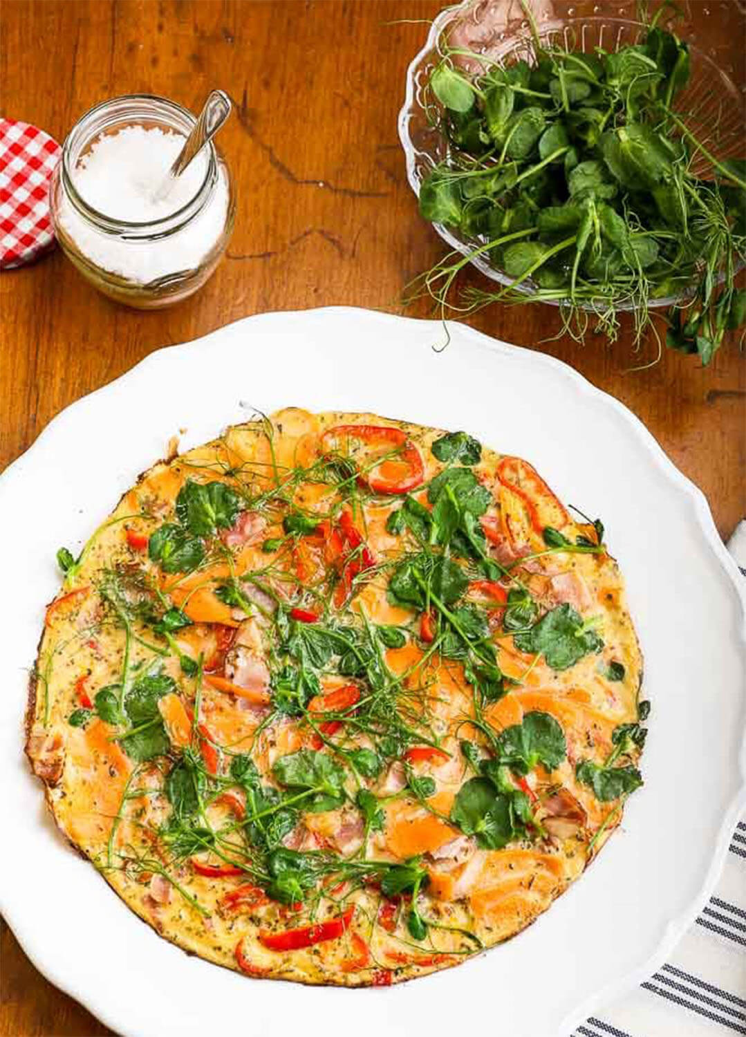 VEGETABLE OMELET WITH PEA SHOOTS